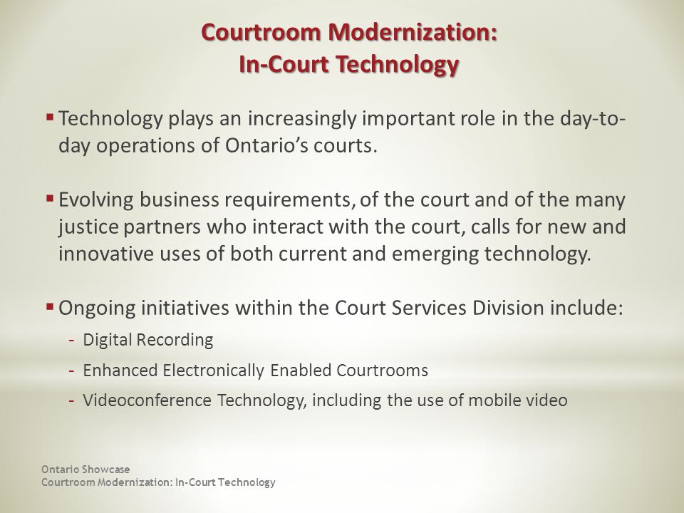 Courtroom Modernization: In-Court Technology