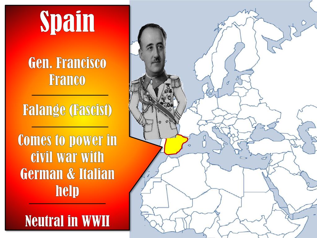 Comes to power in civil war with German & Italian help