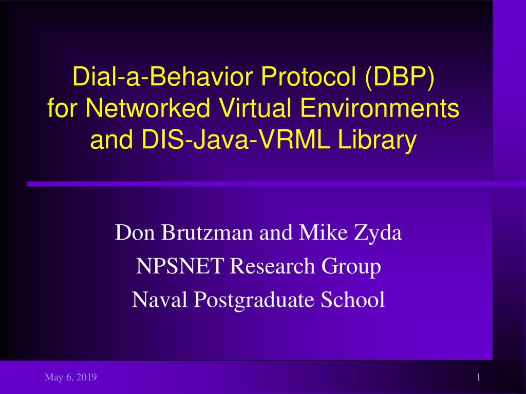 Dial-a-Behavior Protocol (DBP) for Networked Virtual Environments and DIS-Java-VRML Library