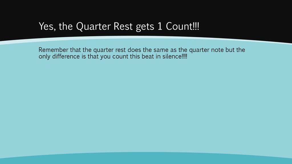 Yes, the Quarter Rest gets 1 Count!!!