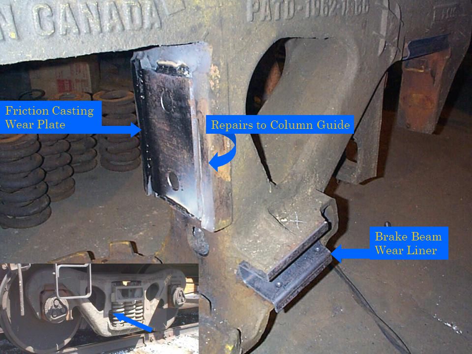 Friction Casting Wear Plate Repairs to Column Guide Brake Beam Wear Liner