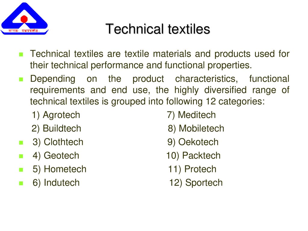 Status of Standardization of Technical Textiles - ppt download