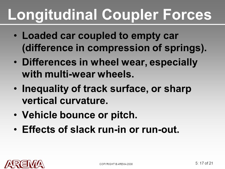 Longitudinal Coupler Forces