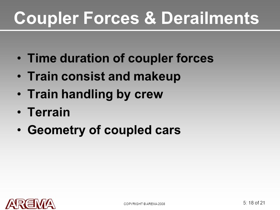 Coupler Forces & Derailments