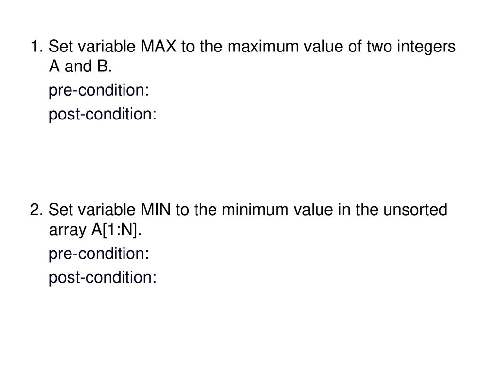 1. Set variable MAX to the maximum value of two integers A and B - ppt ...