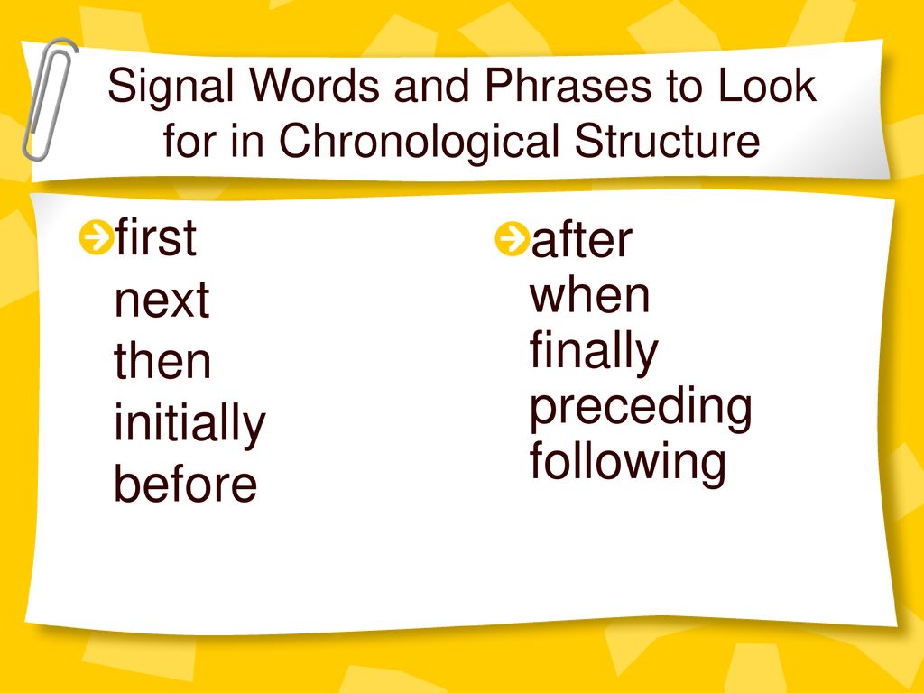 Signal Words and Phrases to Look for in Chronological Structure