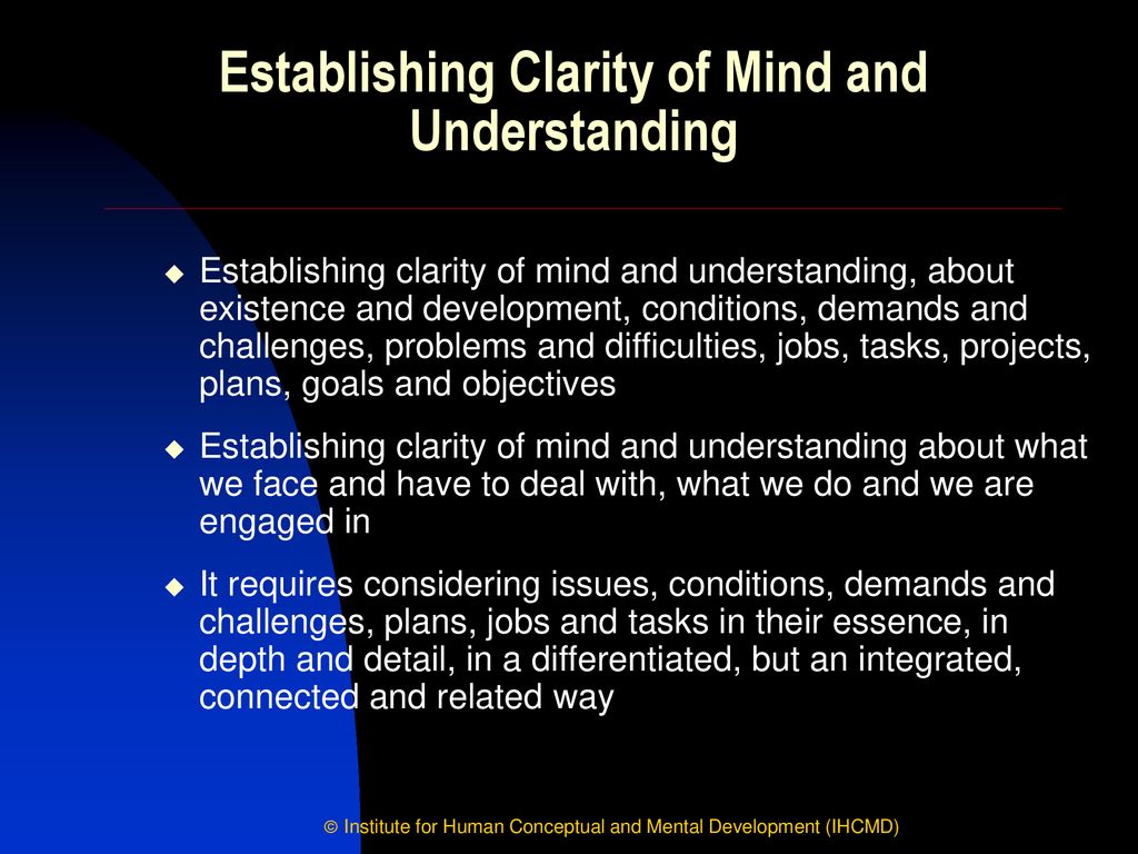 Establishing Clarity of Mind and Understanding