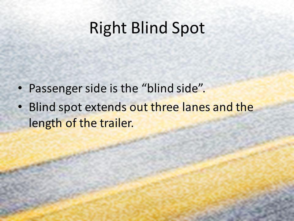 Right Blind Spot Passenger side is the blind side .