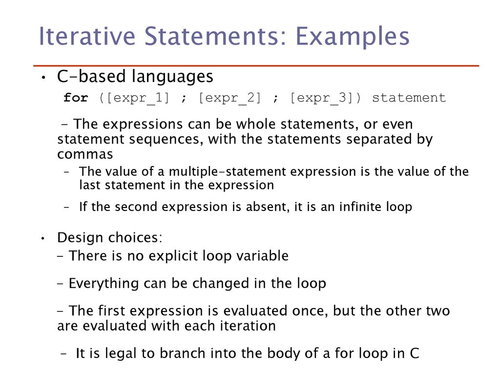 Iterative Statements: Examples