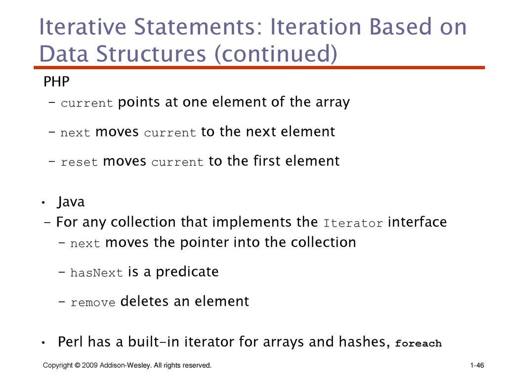 Iterative Statements: Iteration Based on Data Structures (continued)