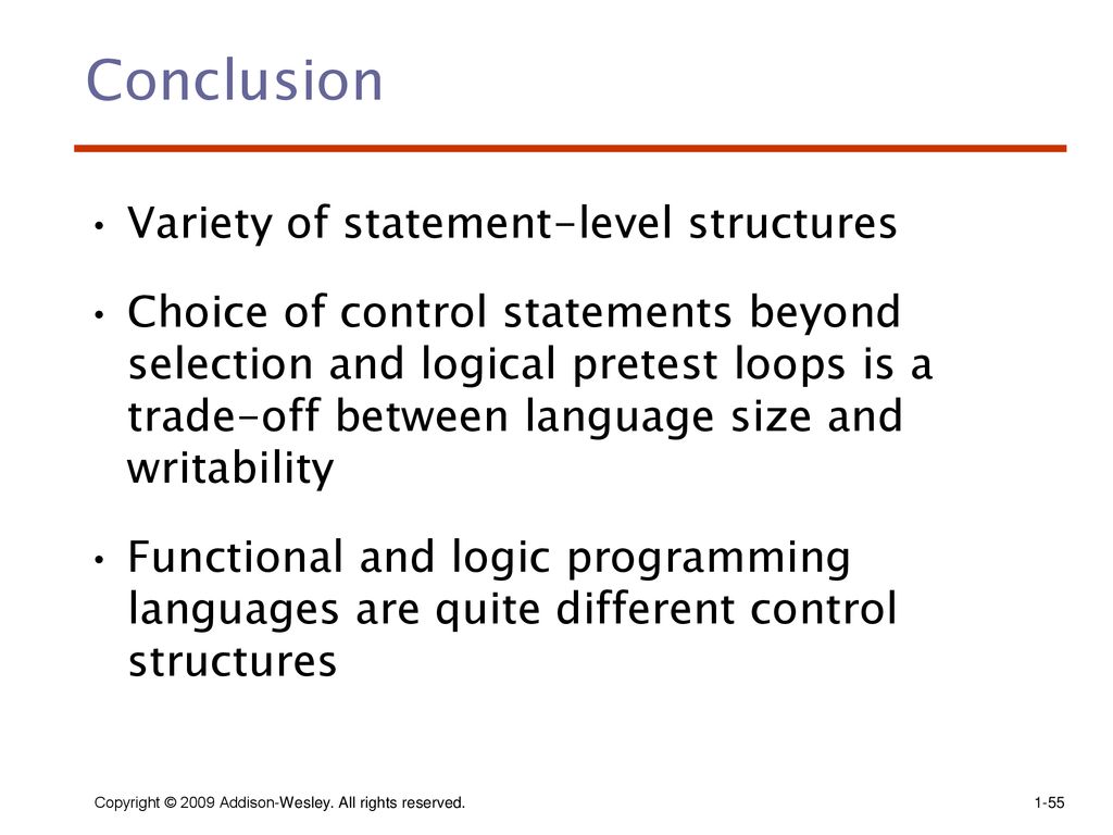 Conclusion Variety of statement-level structures