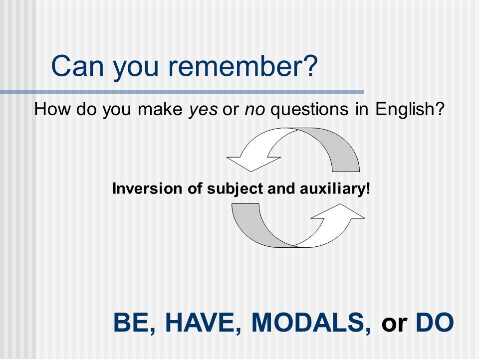 Can you remember BE, HAVE, MODALS, or DO