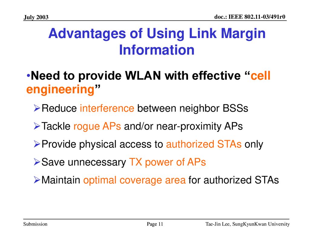 Advantages of Using Link Margin Information