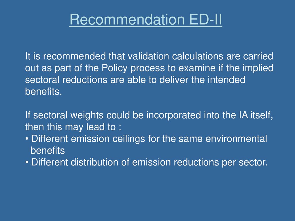 Recommendation ED-II
