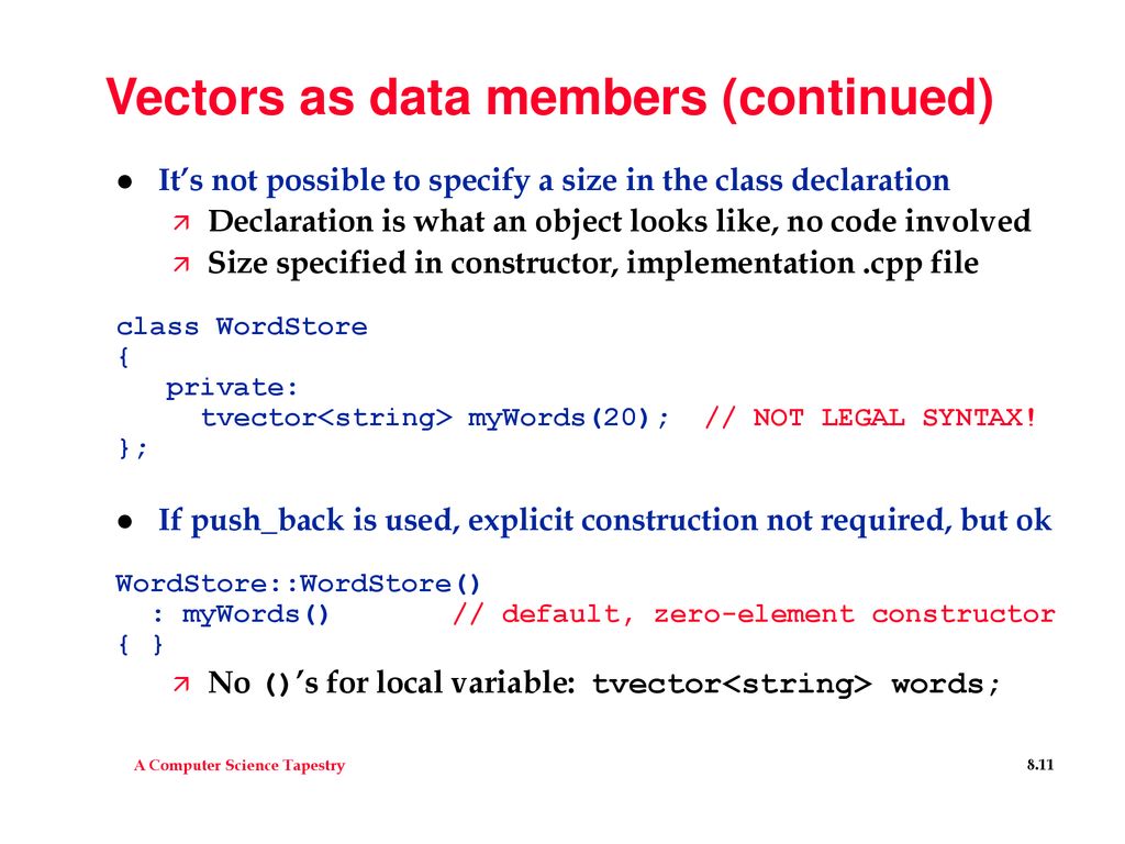 Vectors Vectors are homogeneous collections with random access - ppt ...