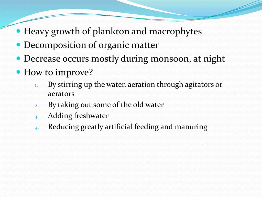 Heavy growth of plankton and macrophytes