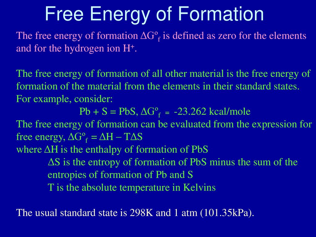 Free Energy of Formation