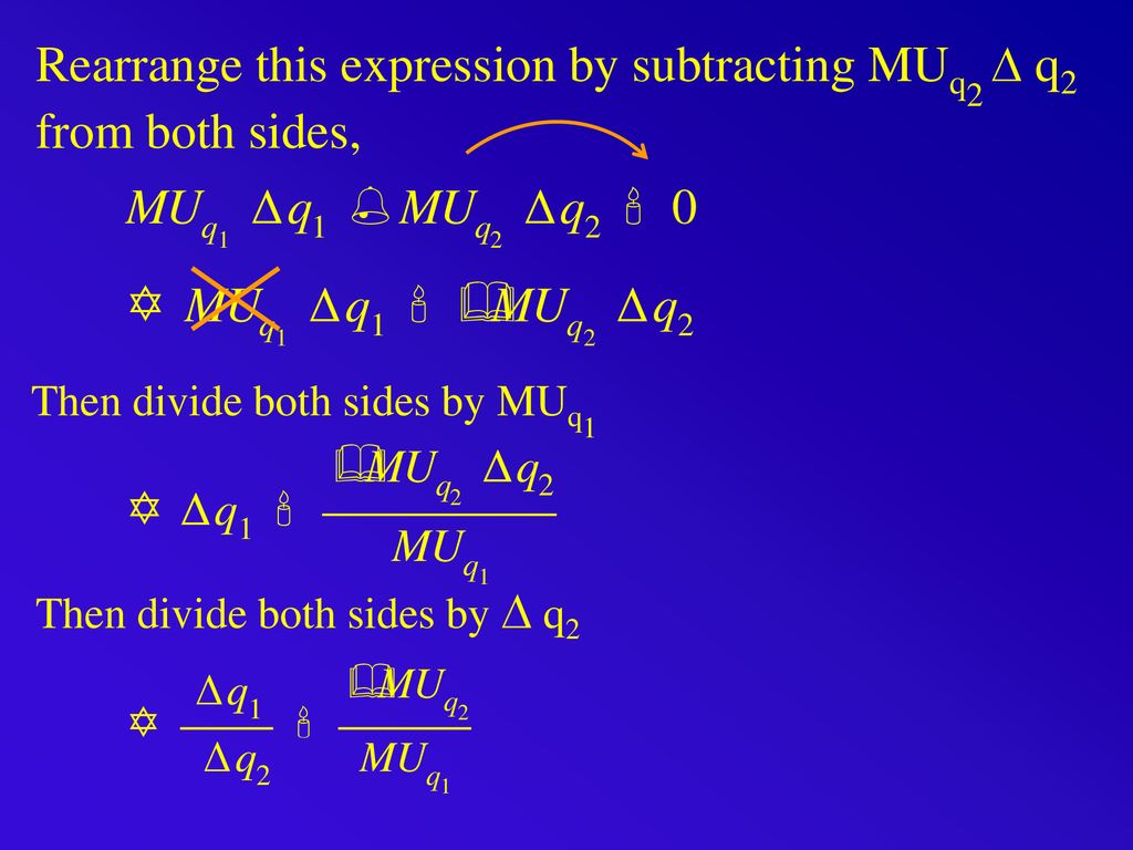 Rearrange this expression by subtracting MUq2  q2 from both sides,