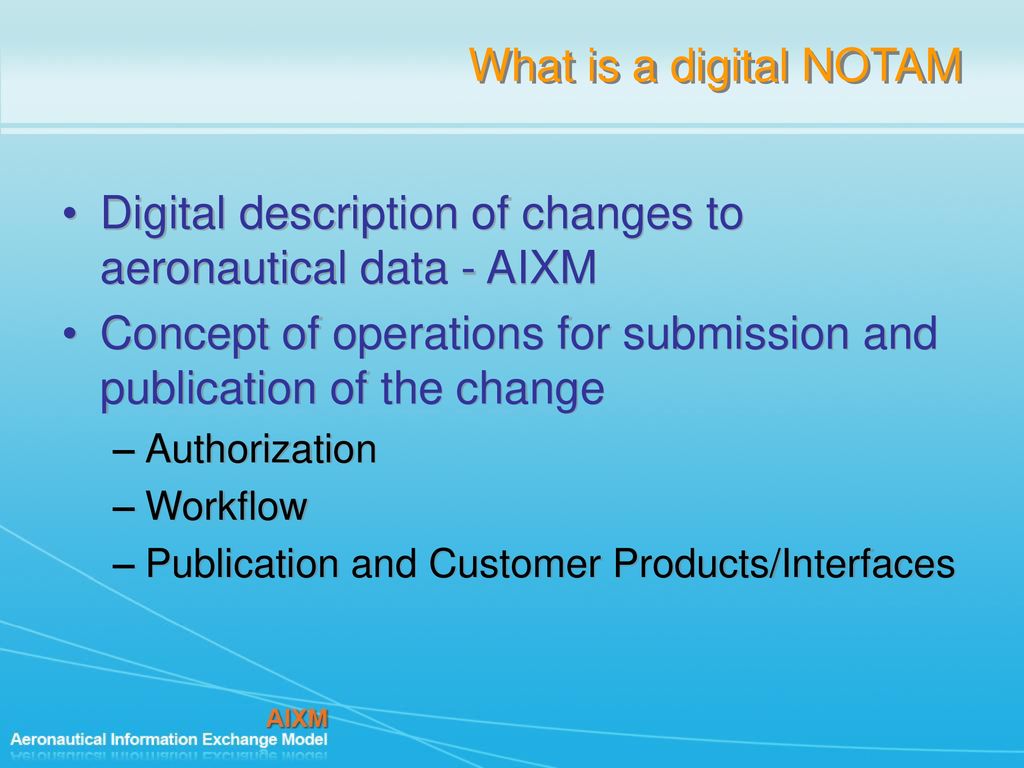 Digital description of changes to aeronautical data - AIXM