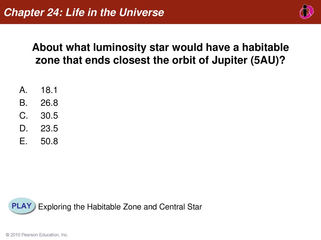 About what luminosity star would have a habitable zone that ends closest the orbit of Jupiter (5AU)