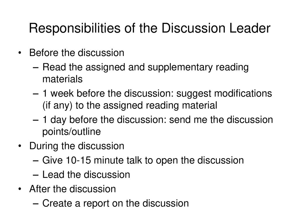 Responsibilities of the Discussion Leader