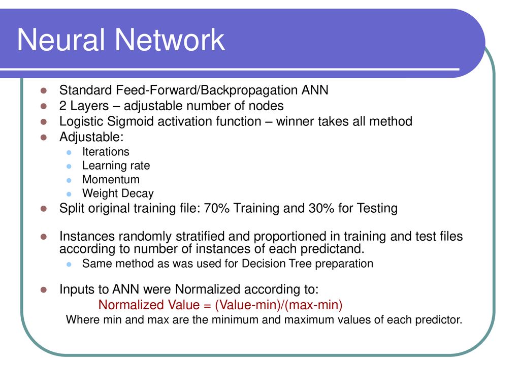 Neural Network Standard Feed-Forward/Backpropagation ANN