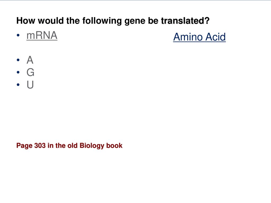 How would the following gene be translated