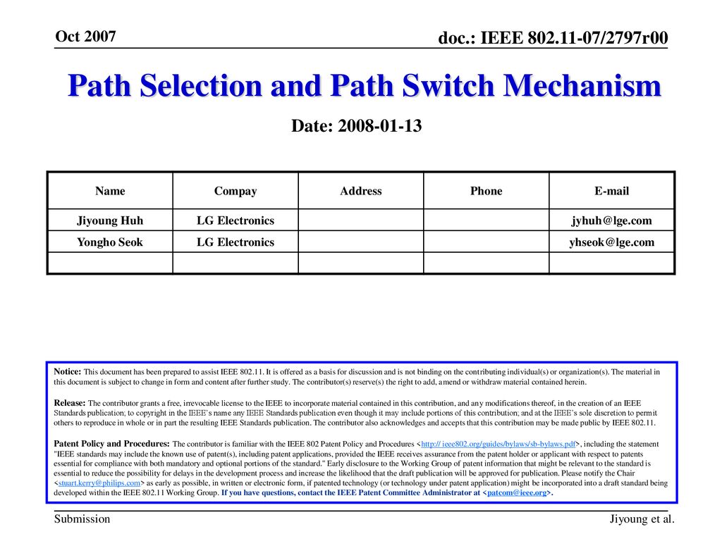 Path Selection and Path Switch Mechanism