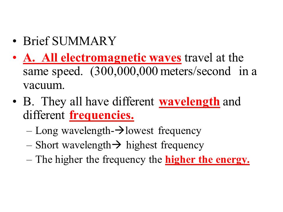B. They all have different wavelength and different frequencies.
