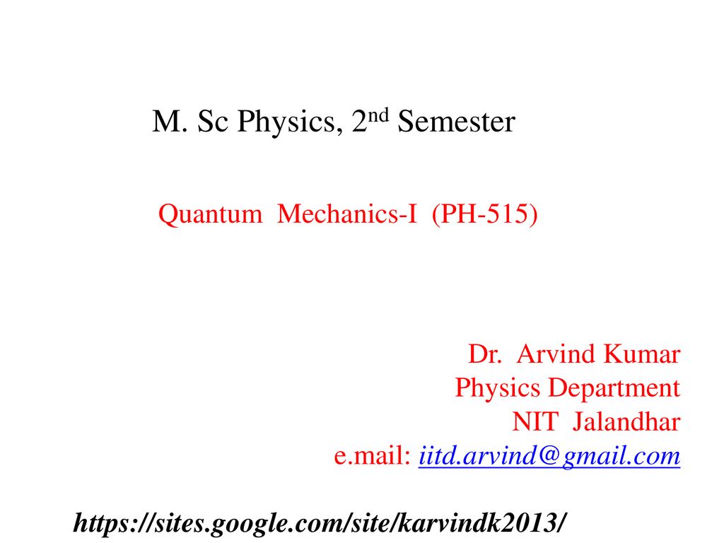 M. Sc Physics, 2nd Semester