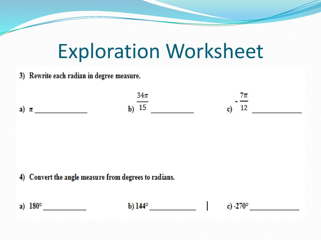 Radian and Degree Measurements - ppt download With Radians To Degrees Worksheet