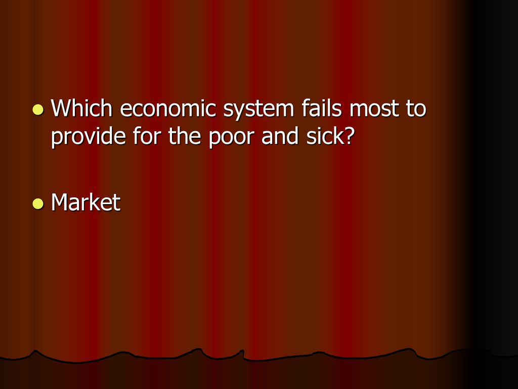 Which economic system fails most to provide for the poor and sick