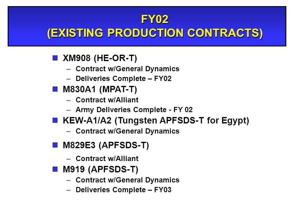FY02 (EXISTING PRODUCTION CONTRACTS)