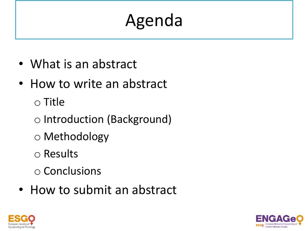 Esgo Engage How To Create And Submit An Abstract For The Patient