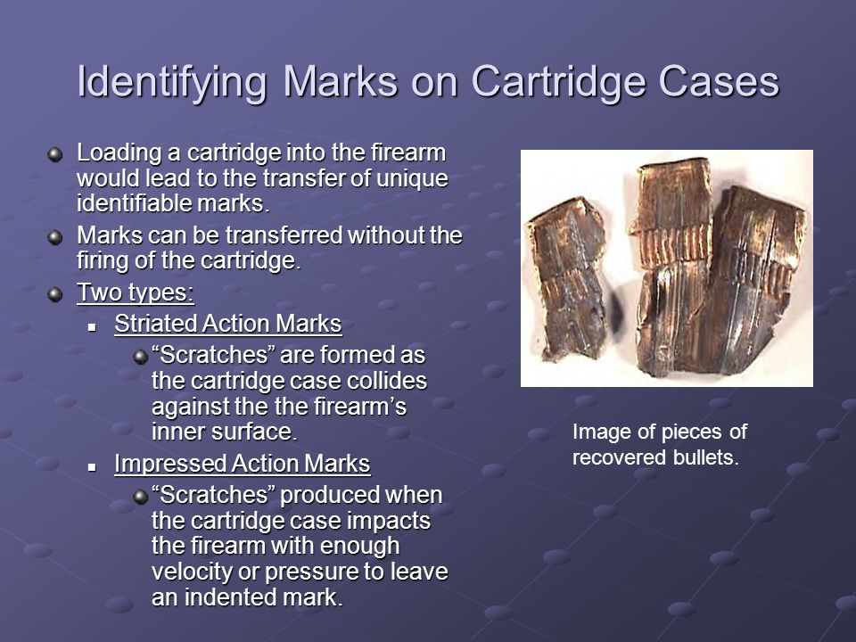 Identifying Marks on Cartridge Cases