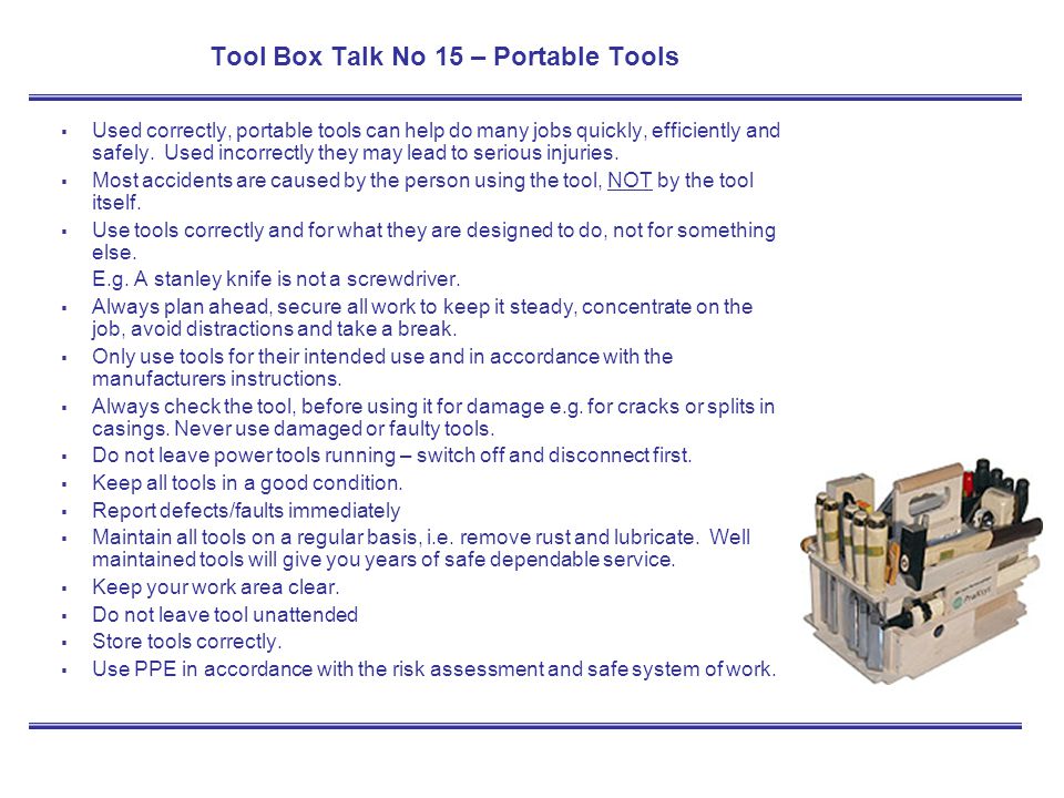 Tools box talk