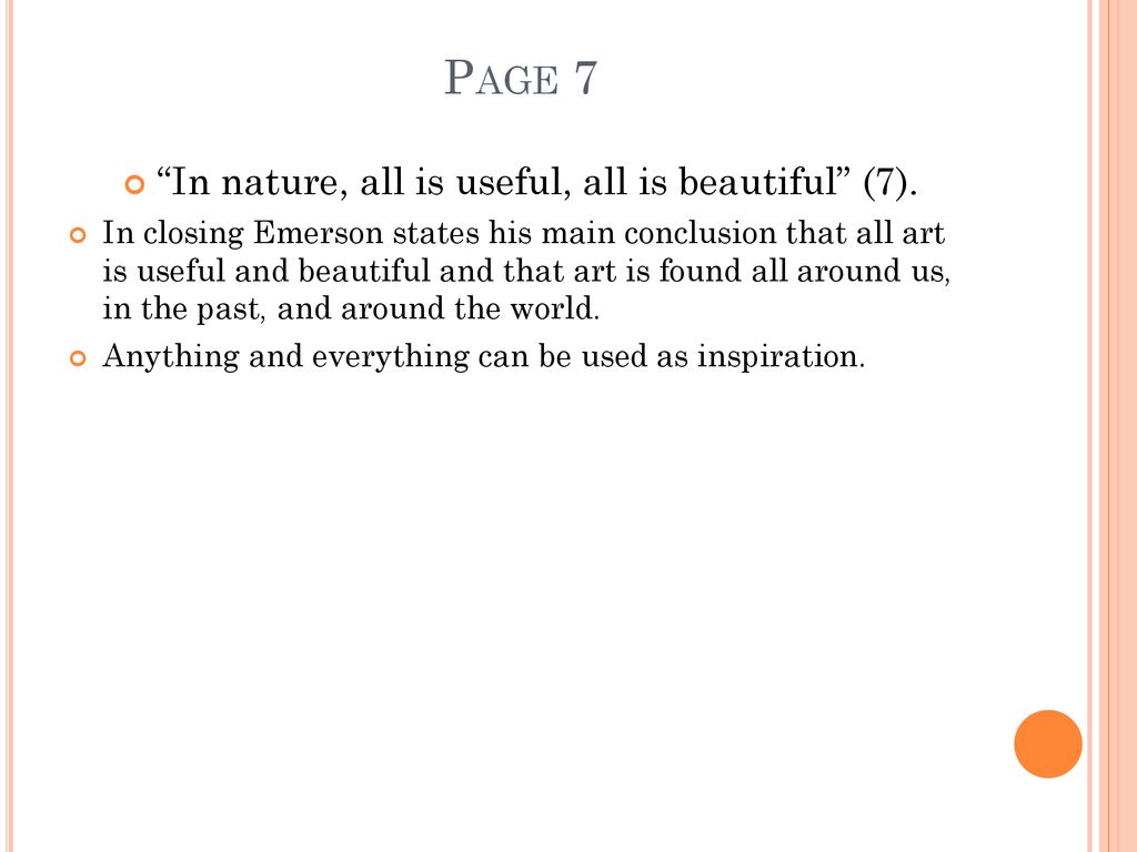 In nature, all is useful, all is beautiful (7).