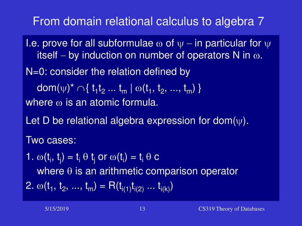 From Relational Calculus To Relational Algebra Ppt Download