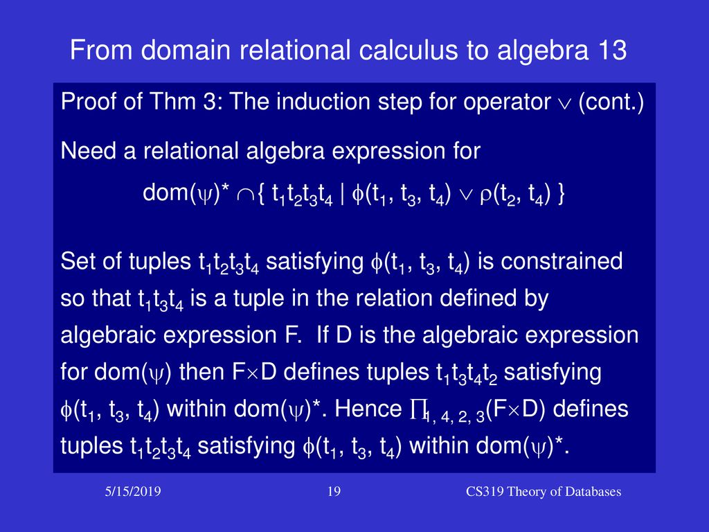 From Relational Calculus To Relational Algebra Ppt Download