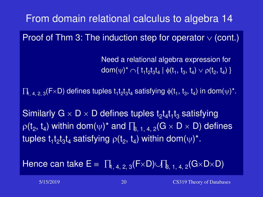 From Relational Calculus To Relational Algebra Ppt Download