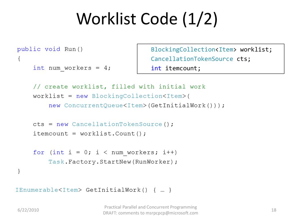 Worklist Code (1/2)
