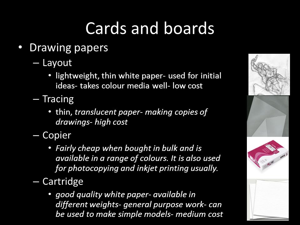 Cards and boards Drawing papers Layout Tracing Copier Cartridge
