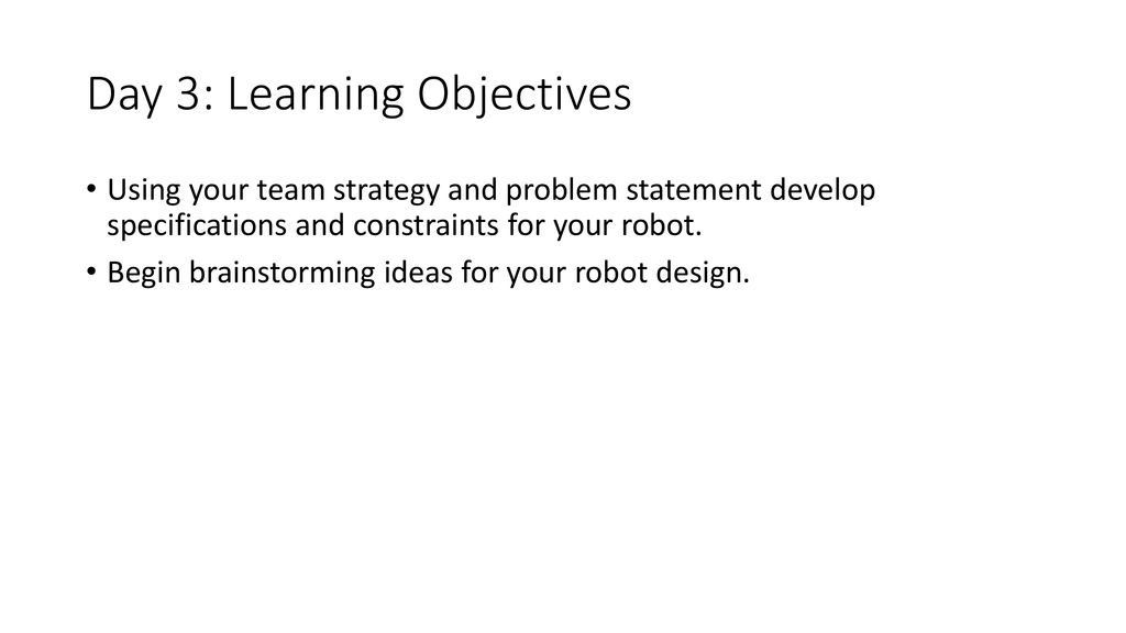 Day 3: Learning Objectives