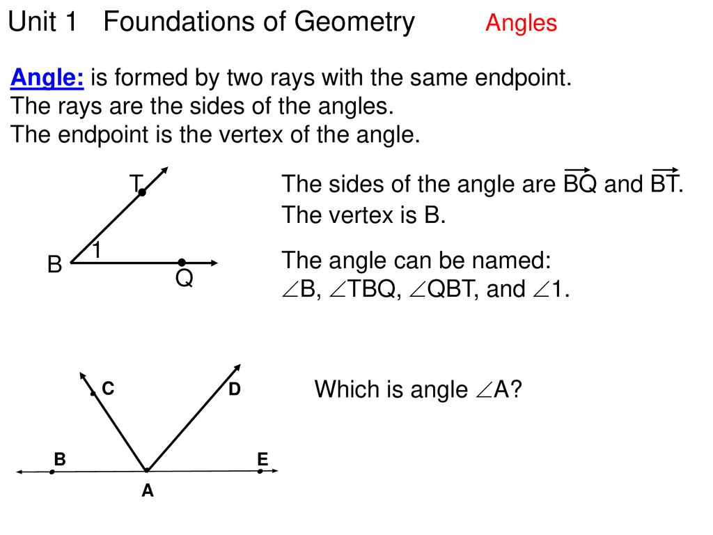 Unit 1 Foundations of Geometry Angles