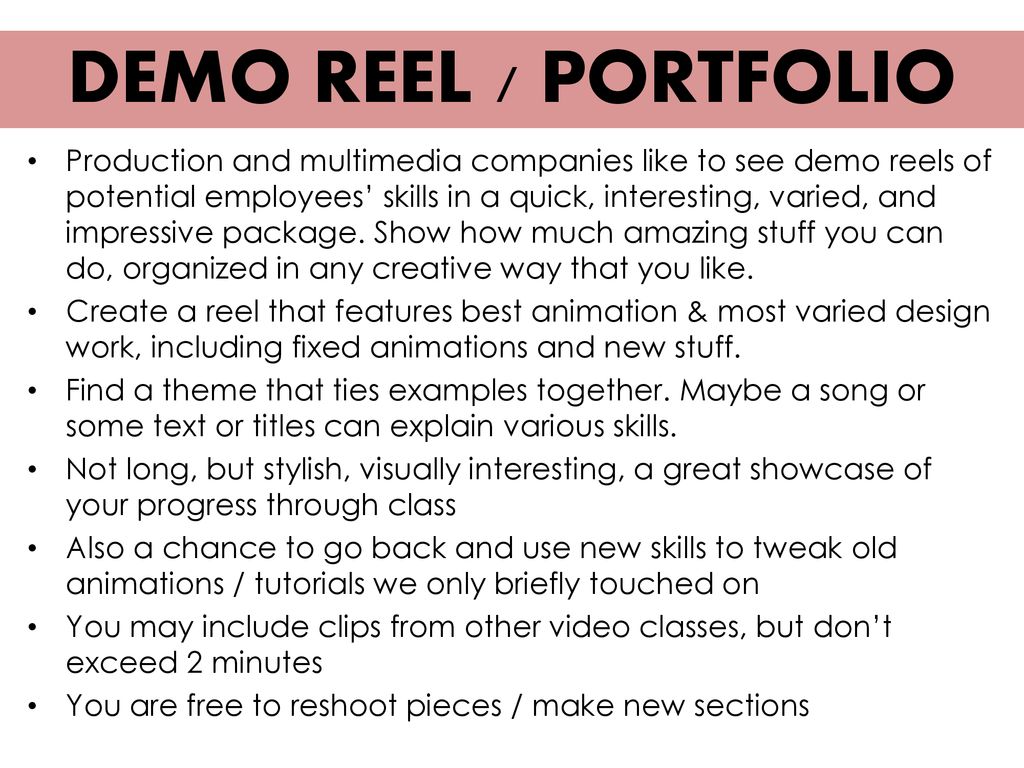 1 Demo Reel 2 Production Company Animation 3 Fix Your Final - ppt download