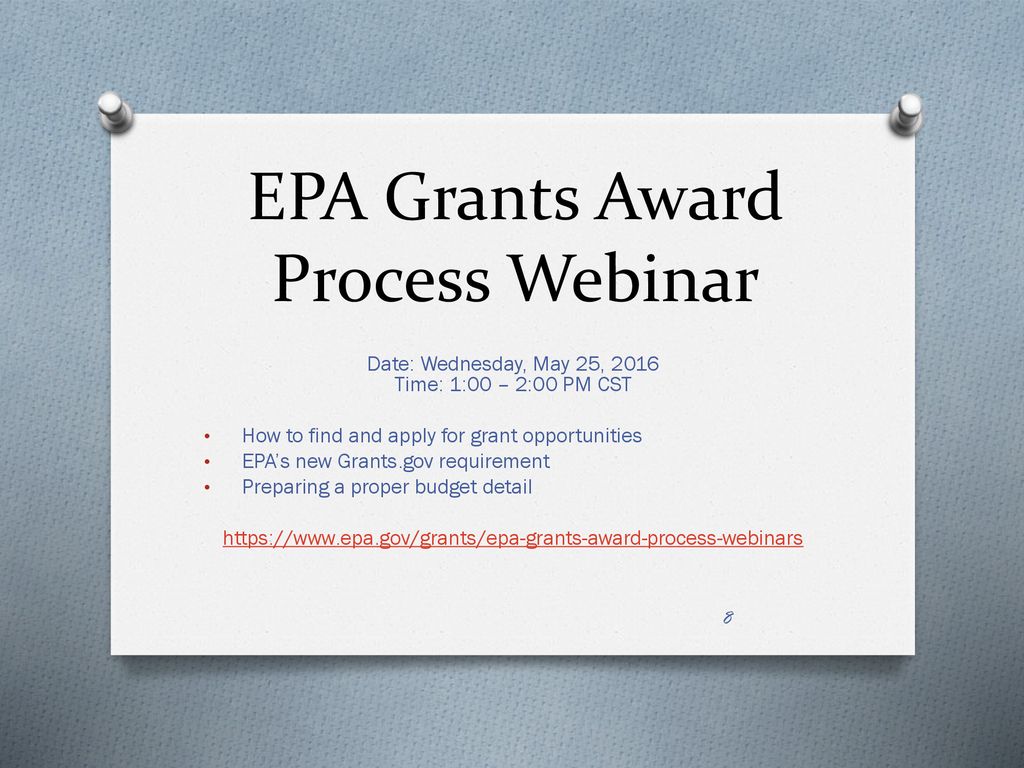 EPA Grants Award Process Webinar