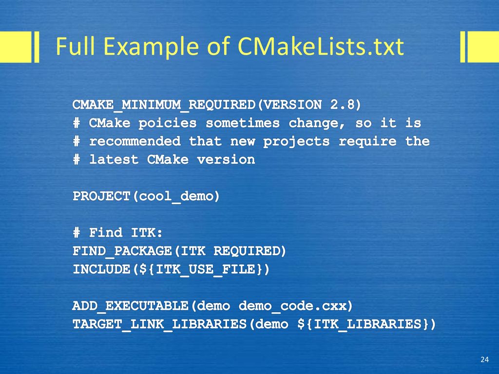 Full Example of CMakeLists.txt
