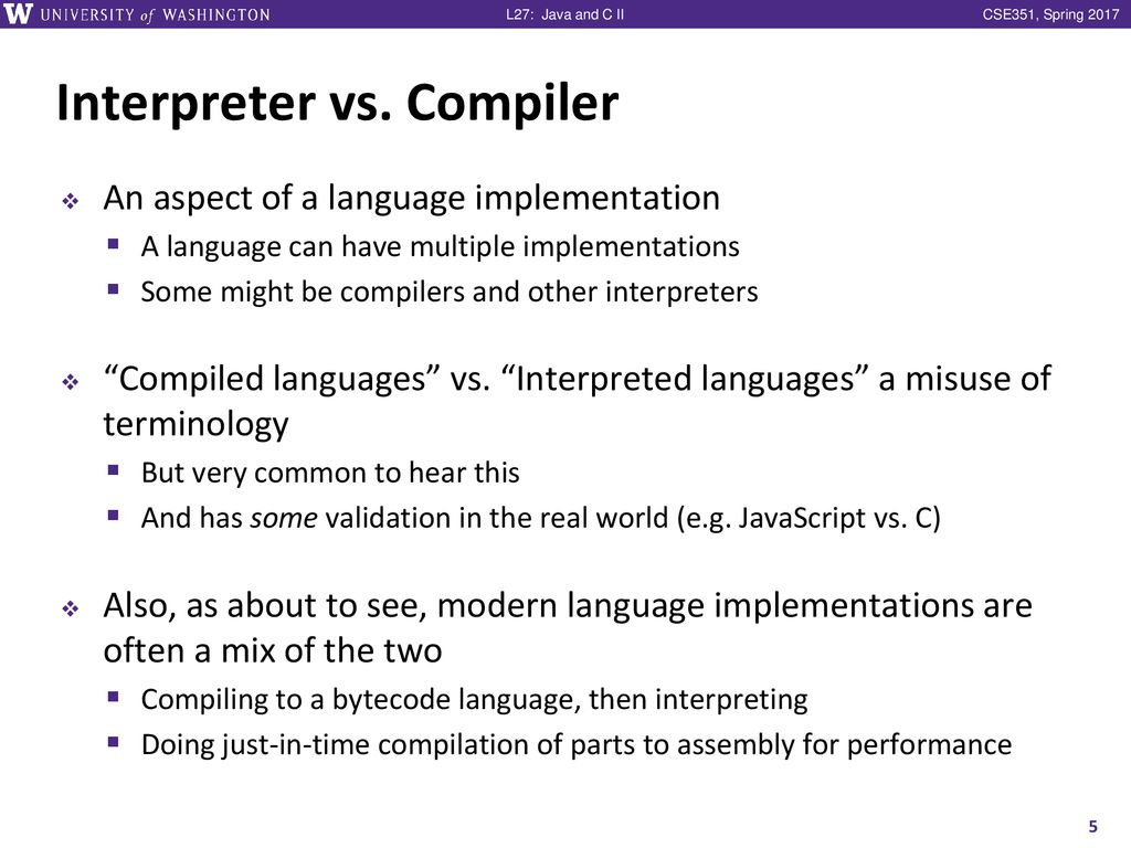Java and C II CSE 351 Spring 2017 Instructor: Ruth Anderson - ppt download