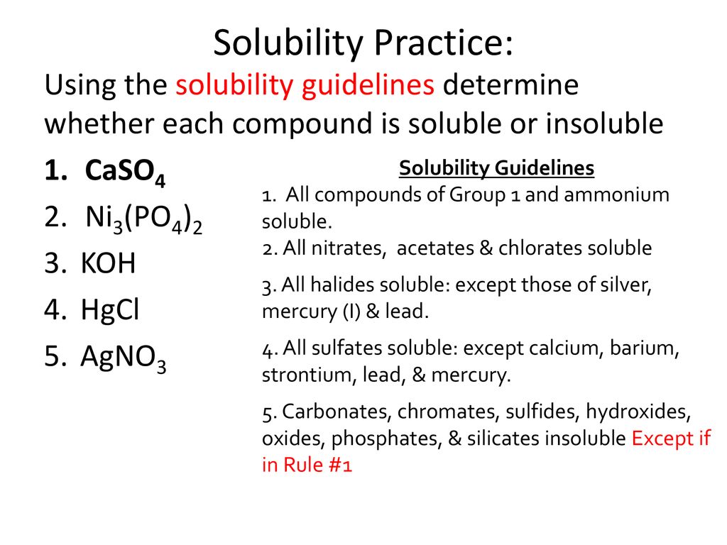 Solubility Chart Don T Copy On Salmon Sheet Ppt Download