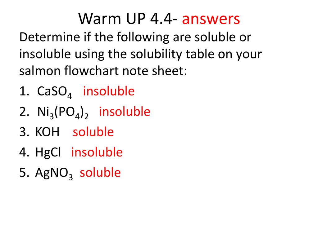 Solubility Chart Don T Copy On Salmon Sheet Ppt Download